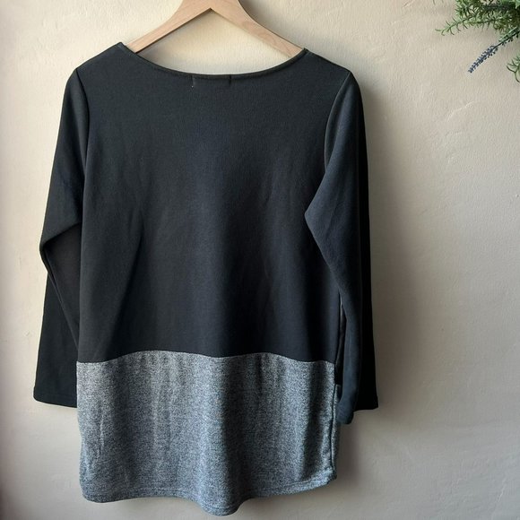 Beams Heart Gray Color Block Striped Long Sleeve Tunic with Pockets - Picture 6 of 10